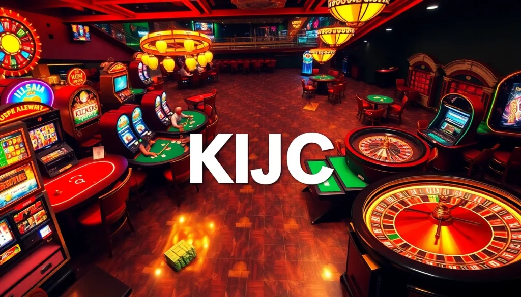 KJC Casino night features intense poker gameplay and vibrant slot machines.