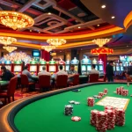 Engaging casino atmosphere with players at the poker table, showcasing fa88 gaming excitement.