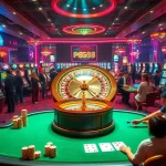 Engaging scene of PG88 Casino showcasing vibrant players at slot machines and roulette tables.
