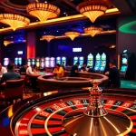 RR88 casino atmosphere with players engaged in blackjack and poker.