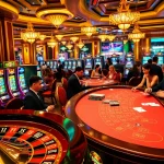 Players at http://88aa.shop/ enjoying intense blackjack action amidst a bustling casino atmosphere, with stunning slot machines and roulette.