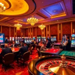 i1dompet brings casino excitement to life with players at roulette and poker tables.