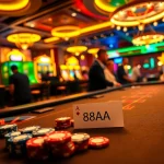 Exciting scene of gambling with 88AA on a betting slip at a poker table.