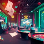 Experience the thrilling excitement of new88 with vibrant online casino action featuring digital tables and colorful gaming elements.