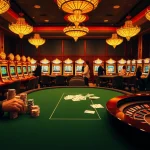 MM88 poker enthusiasts enjoying a thrilling game at a casino table with vibrant chips and cards.