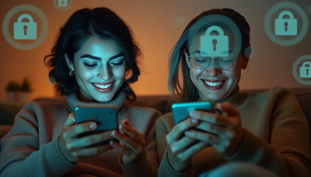 Couple discussing sexting AI in a cozy setting, showcasing digital connection and intimacy.