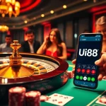 Explore the thrill of online gambling at uu88.com with stunning casino visuals featuring roulette and poker tables.
