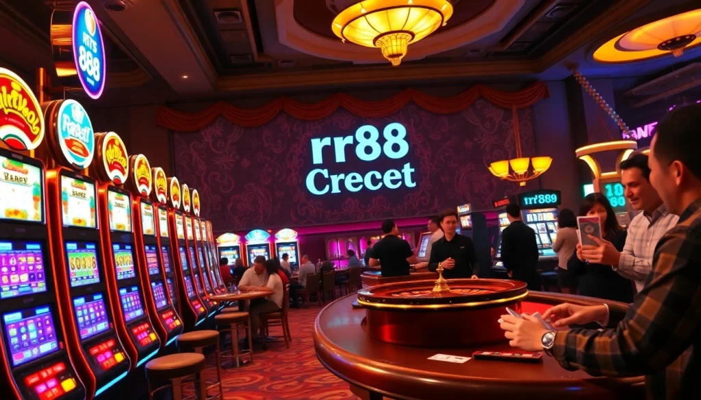 Experience high-energy gameplay as players enjoy a lively casino scene showcasing rr88 credit in action at vibrant gaming tables.